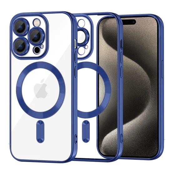 Калъф за iPhone 15 Pro Max - Luxury Crystal MagSafe - Deep Blue