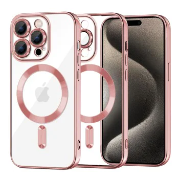 Калъф за iPhone 15 Pro Max - Luxury Crystal MagSafe - Pink