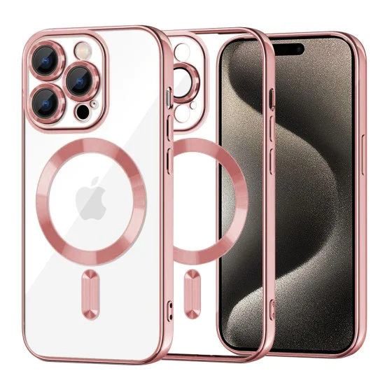 Калъф за iPhone 15 Pro Max - Luxury Crystal MagSafe - Pink