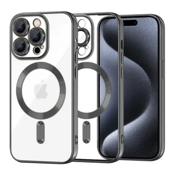 Калъф за iPhone 15 Pro - Luxury Crystal MagSafe - Черен
