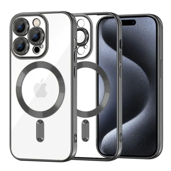 Калъф за iPhone 15 Pro - Luxury Crystal MagSafe - Черен