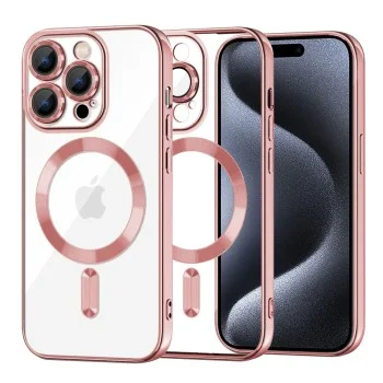 Калъф за iPhone 15 Pro - Luxury Crystal MagSafe - Розов