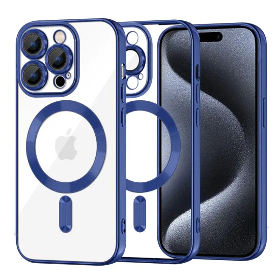 Калъф за iPhone 15 Pro - Luxury Crystal MagSafe - Deep Blue