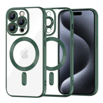Калъф за iPhone 15 Pro - Luxury Crystal MagSafe - Deep Green