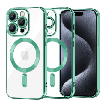 Калъф за iPhone 15 Pro - Luxury Crystal MagSafe - Light Green