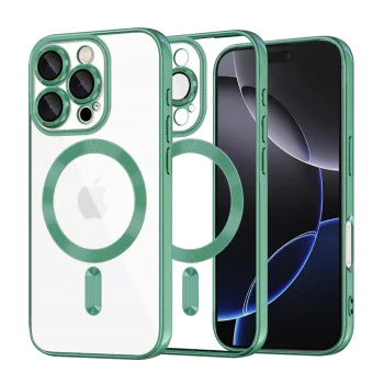 Калъф за iPhone 16 Pro Max - Luxury Crystal MagSafe - Light Green