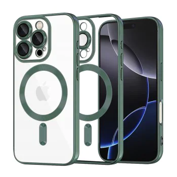 Калъф за iPhone 16 Pro Max - Luxury Crystal MagSafe - Deep Green