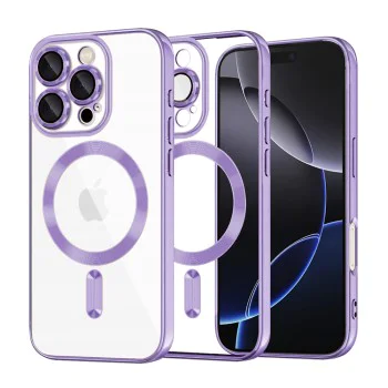Калъф за iPhone 16 Pro Max - Luxury Crystal MagSafe - Светло лилав
