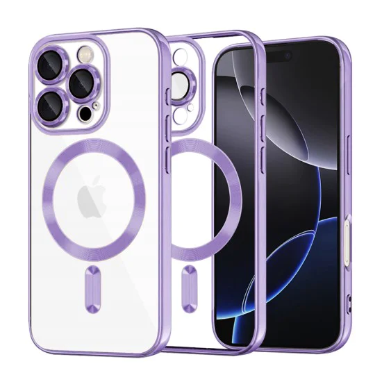 Калъф за iPhone 16 Pro Max - Luxury Crystal MagSafe - Светло лилав