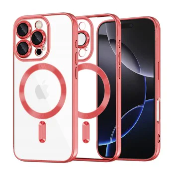 Калъф за iPhone 16 Pro Max - Luxury Crystal MagSafe - Червен
