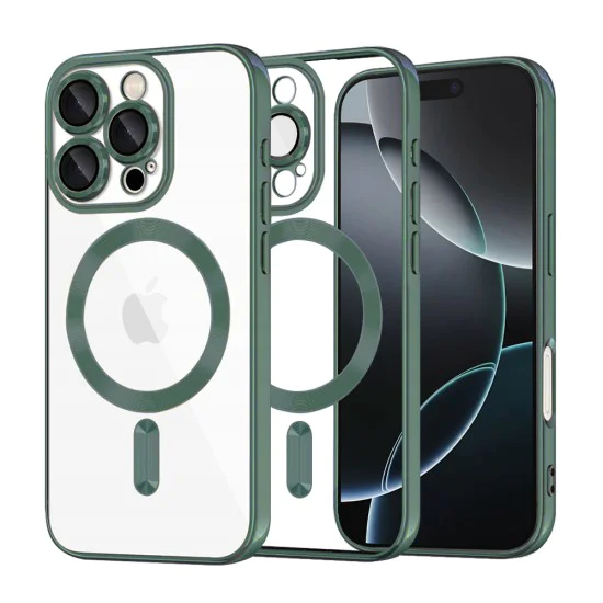 Калъф за iPhone 16 Pro - Luxury Crystal MagSafe - Deep Green