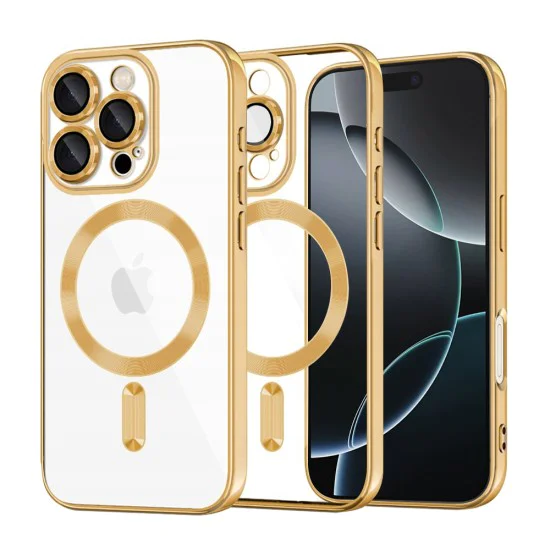Калъф за iPhone 16 Pro - Luxury Crystal MagSafe - Златен