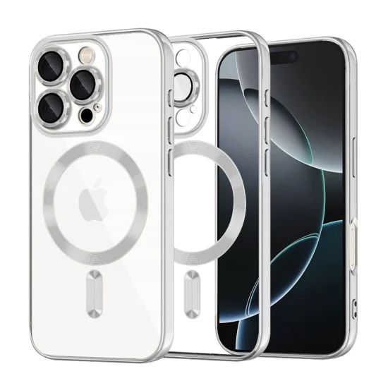 Калъф за iPhone 16 Pro - Luxury Crystal MagSafe - Сребрист