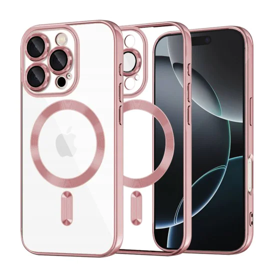 Калъф за iPhone 16 Pro - Luxury Crystal MagSafe - Розов