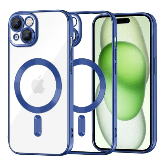 Калъф за iPhone 15 Plus - Luxury Crystal MagSafe - Deep Blue