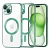 Калъф за iPhone 15 Plus - Luxury Crystal MagSafe - Светло зелен