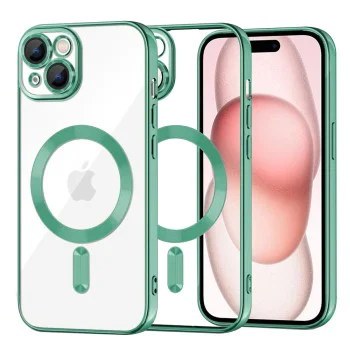 Калъф за iPhone 15 - Luxury Crystal MagSafe - Light Green