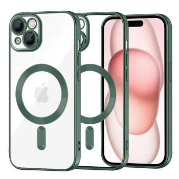 Калъф за iPhone 15 - Luxury Crystal MagSafe - Deep Green