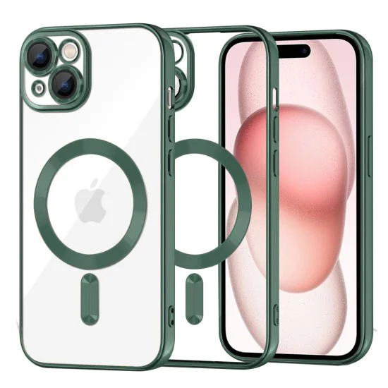 Калъф за iPhone 15 - Luxury Crystal MagSafe - Deep Green