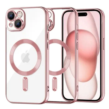 Калъф за iPhone 15 - Luxury Crystal MagSafe - Розов