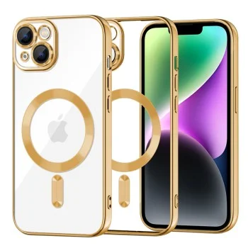 Калъф за iPhone 14 - Luxury Crystal MagSafe - Златен