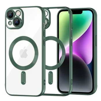 Калъф за iPhone 14 - Luxury Crystal MagSafe - Deep Green