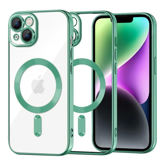 Калъф за iPhone 14 - Luxury Crystal MagSafe - Light Green