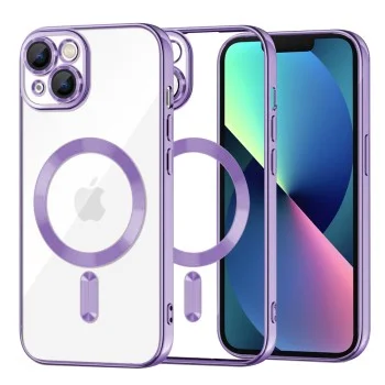 Калъф за iPhone 13 - Luxury Crystal MagSafe - Светло лилав