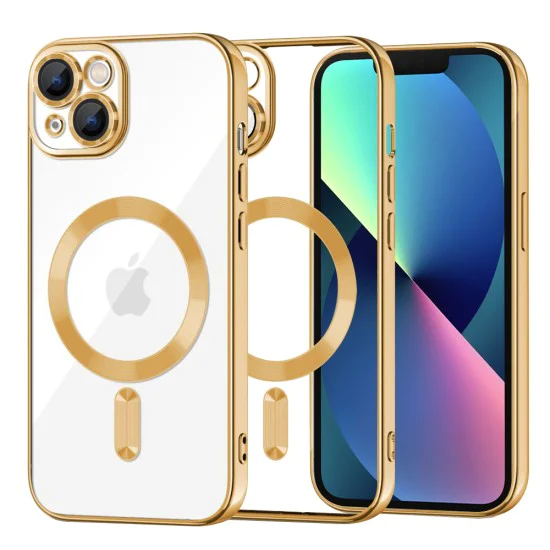 Калъф за iPhone 13 - Luxury Crystal MagSafe - Златен
