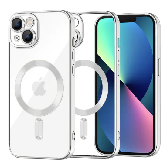 Калъф за iPhone 13 - Luxury Crystal MagSafe - Сребрист