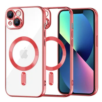 Калъф за iPhone 13 - Luxury Crystal MagSafe - Червен