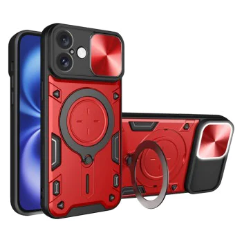 Калъф за iPhone 16 - CamGuard Pro - Червен