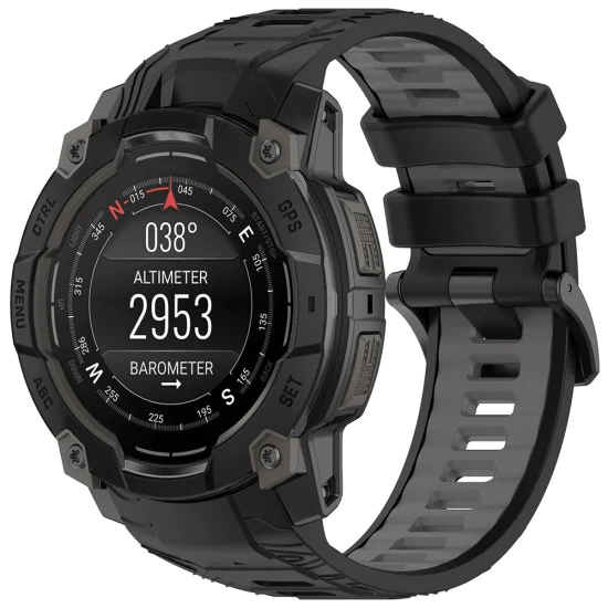 Каишка за Garmin Instinct 3 50 mm/Instinct 3 50 mm Solar - Techsuit - Каишка за часовник 22 mm (W077) - Черен/Сив
