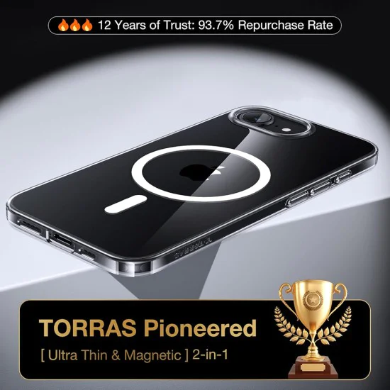Torras - серия OriginFit-Mag - iPhone 16e - прозрачен