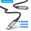 Адаптер за слушалки Type-C към 3,5 mm жак, DAC - Vention (BGMHF) - сив