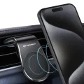 Techsuit - Стойка за кола AirGrip (S7) - С форма на водопад, магнитна сигурна ръкохватка за вентилационен отвор, щипка за захващане - черно / сребристо