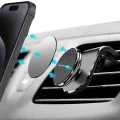 Techsuit - Стойка за кола AirGrip (S8) - Водопадна форма, магнитна N52 сигурна ръкохватка, за вентилационен отвор, скоба за ръкохватка - черно / сребристо
