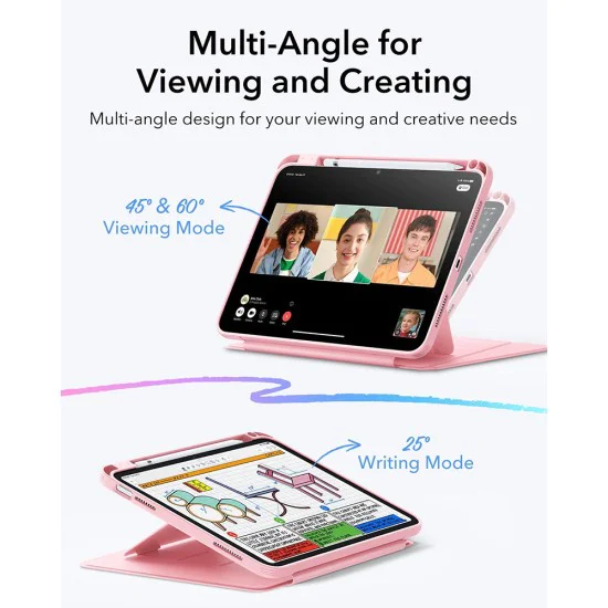ESR - Flip Hybrid (с държач за молив) - iPad 10 (2022) 10.9 / 11 (2025 - розов