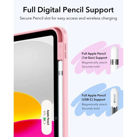 ESR - Flip Hybrid (с държач за молив) - iPad 10 (2022) 10.9 / 11 (2025 - розов