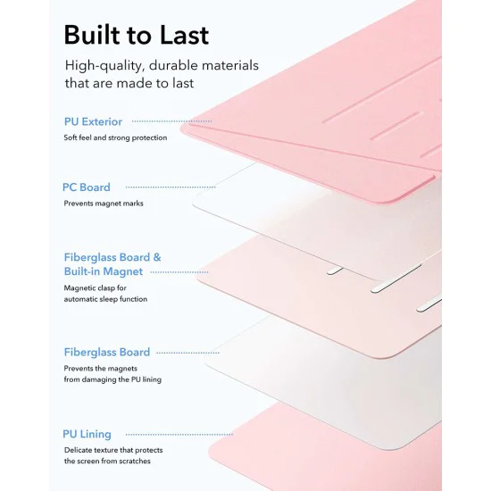 ESR - Flip Hybrid (с държач за молив) - iPad 10 (2022) 10.9 / 11 (2025 - розов