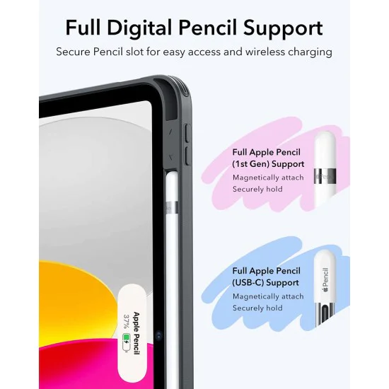 ESR - Flip Hybrid (с държач за молив) - iPad 10 (2022) 10.9 / 11 (2025 - черен