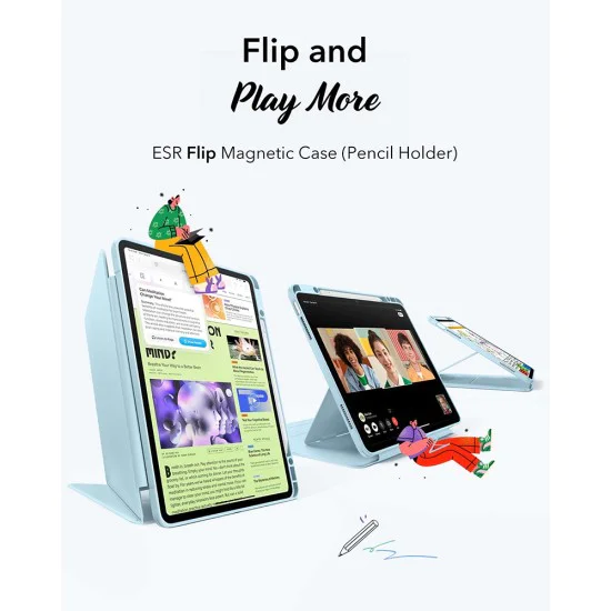 ESR - Flip Hybrid (с държач за молив) - iPad Air 13 (2024) / Air 13 (2025) - Небесно син