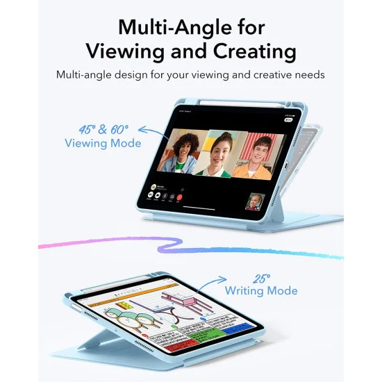 ESR - Flip Hybrid (с държач за молив) - iPad Air 4 (2020) / Air 5 (2022) / Air 11 (2024) / Air 11 (2025) - Небесно син