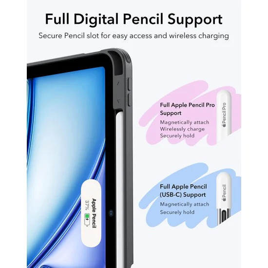 ESR - Flip Hybrid (с държач за молив) - iPad Air 4 (2020) / Air 5 (2022) / Air 11 (2024) / Air 11 (2025) - Черен