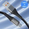 Lito - Кабел за данни (LD08T) - USB-A към Type-C, бързо зареждане, 2,4 A, 2 м - черен