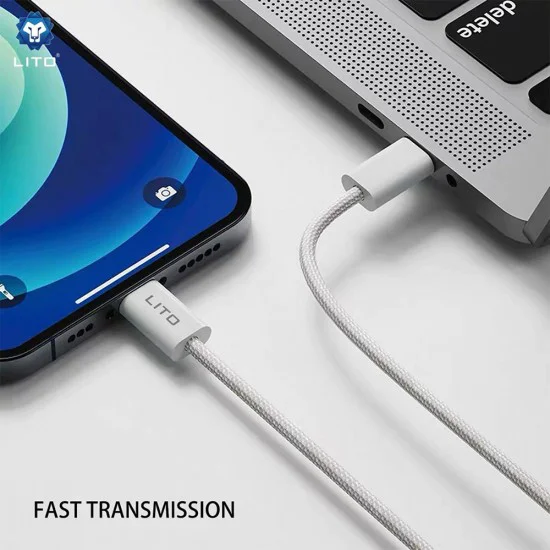 Lito - Кабел за данни (LD04) - Type-C към Lightning Fast Charging PD60W, 1m - Бял