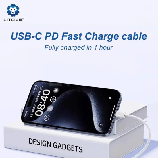 Lito - Кабел за данни (LD04) - Type-C към Lightning Fast Charging PD60W, 1m - Бял