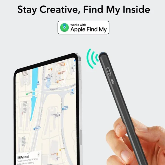 ESR - Stylus Pen Geo (6C00601) - за iPad, магнитна приставка, Bluetooth, Type-C, отхвърляне на дланта, чувствителност към наклон - черен