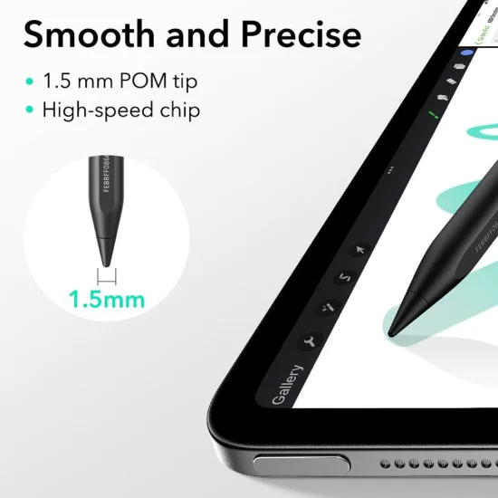 ESR - Stylus Pen Geo (6C00601) - за iPad, магнитна приставка, Bluetooth, Type-C, отхвърляне на дланта, чувствителност към наклон - черен
