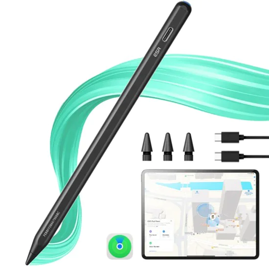 ESR - Stylus Pen Geo (6C00601) - за iPad, магнитна приставка, Bluetooth, Type-C, отхвърляне на дланта, чувствителност към наклон - черен